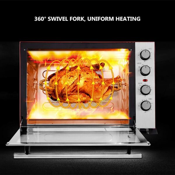 WERAC 60L Mini Oven Convection Electric Oven with Baking Tray, Wire Rack and Rotating Skewer - Image 4