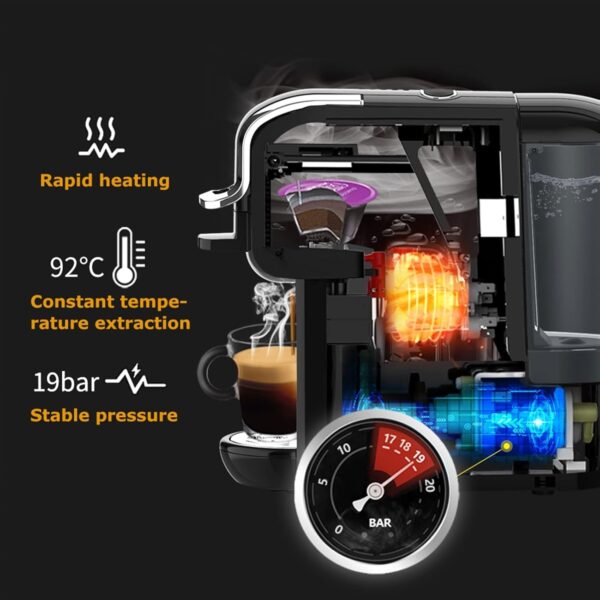 Espresso Coffee Machine Coffee Machine 19Bar 4in1 Multiple Capsule Expresso Cafetera MilkNexpresso Capsule Ground Coffee Pod - Image 4